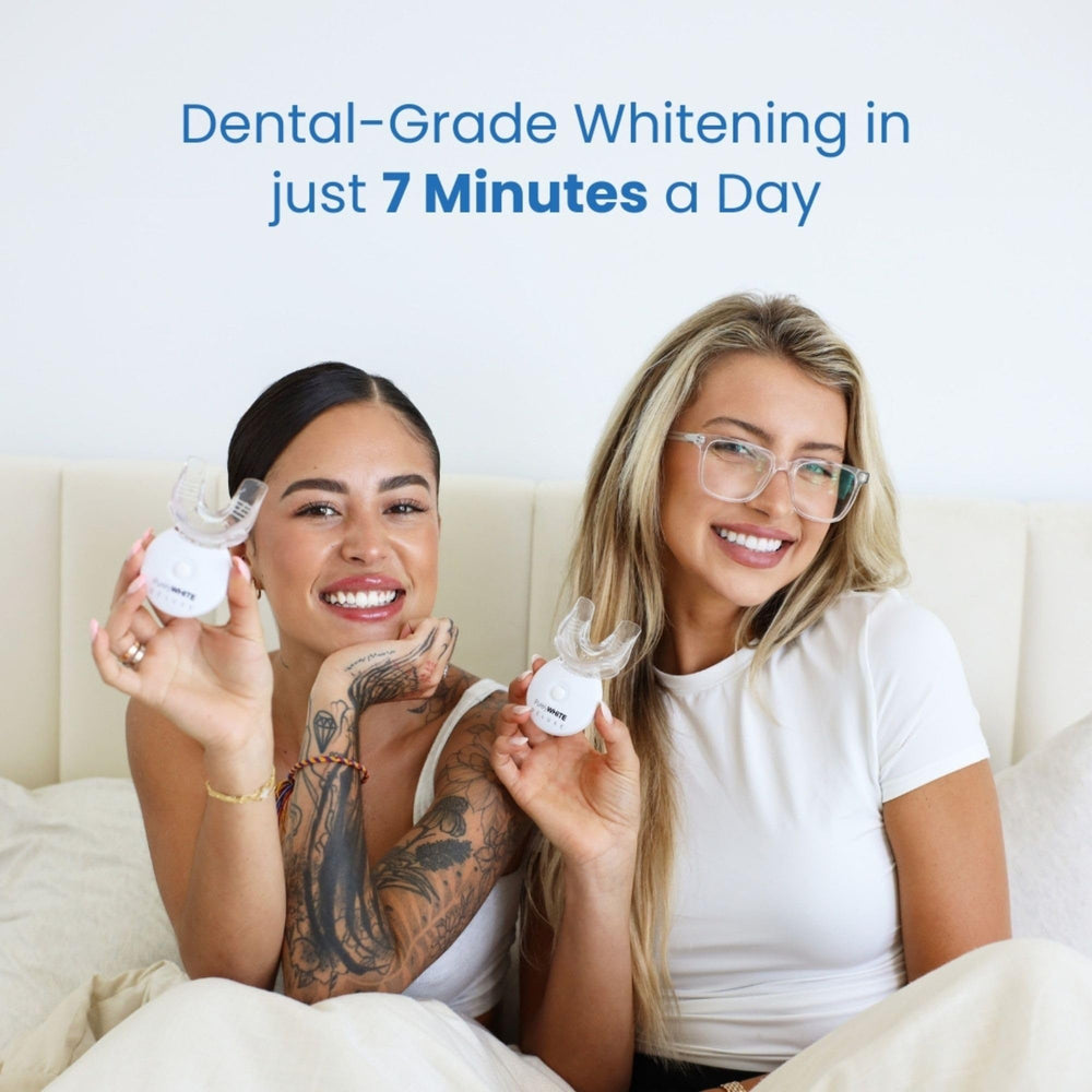 PurelyWHITE DELUXE before-after visuals showing smile improvements