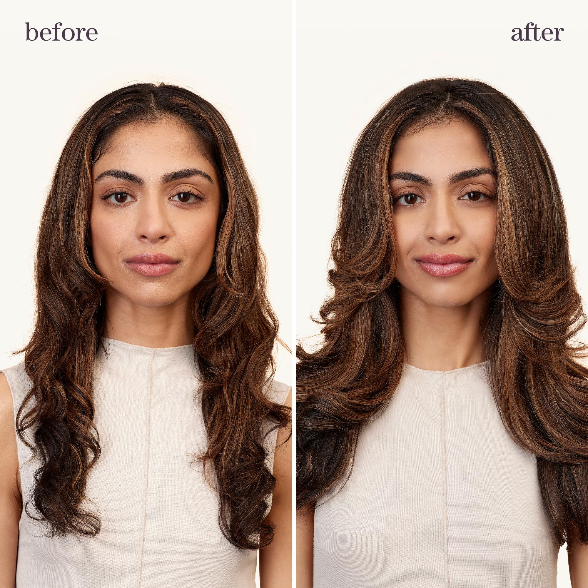Pureology Soft Finish Hairspray model hair shows natural shine with flexible hold.
