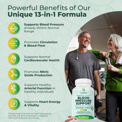 PurePremium blood pressure bottle back label detailing ingredients and dosage