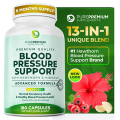 PurePremium blood pressure bottle front highlighting daily heart support