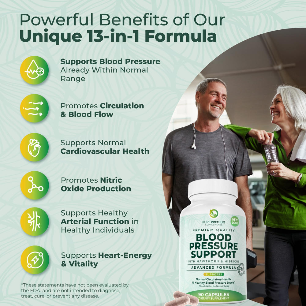 PurePremium Blood Pressure bottle pour demonstrates easy daily dosing.