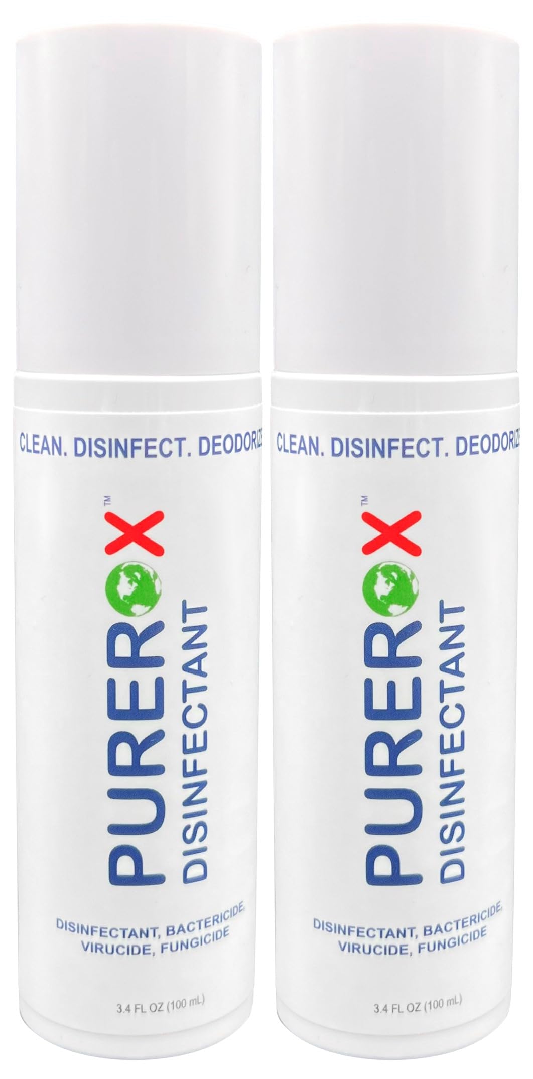 PUREROX travel-size disinfectant bottle with pour for quick sanitizing