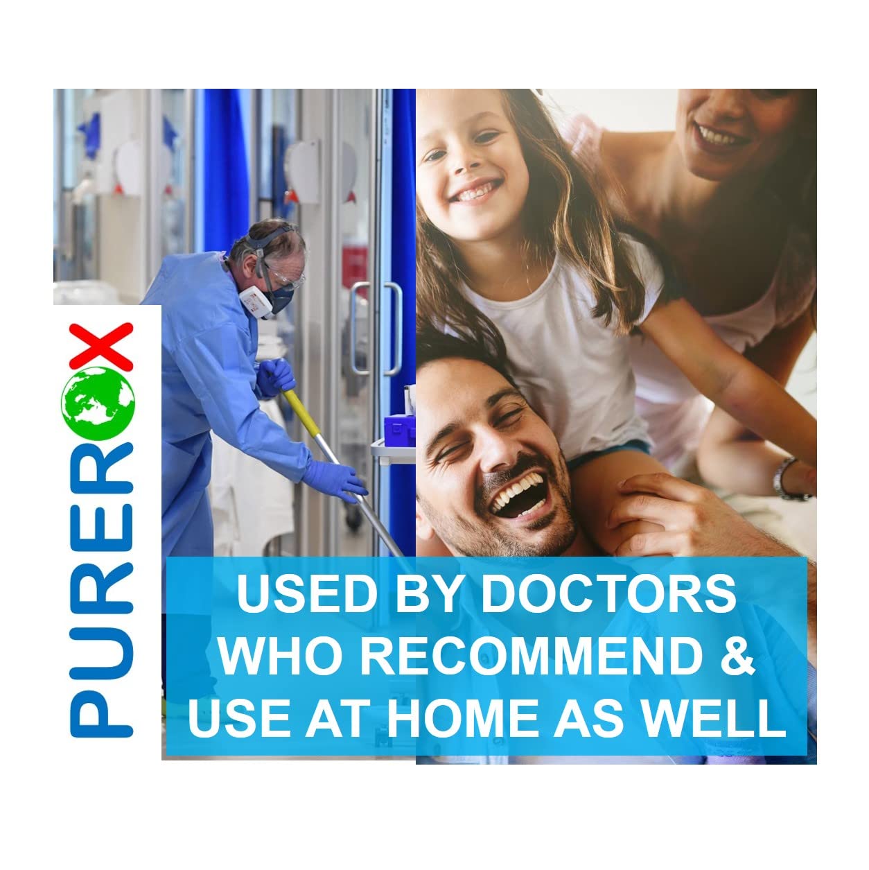 PUREROX bottle in a home setting emphasizing pet-friendly safety.