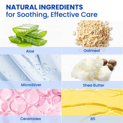Texture close-up showing silky, fast-absorbing cream for sensitive skin
