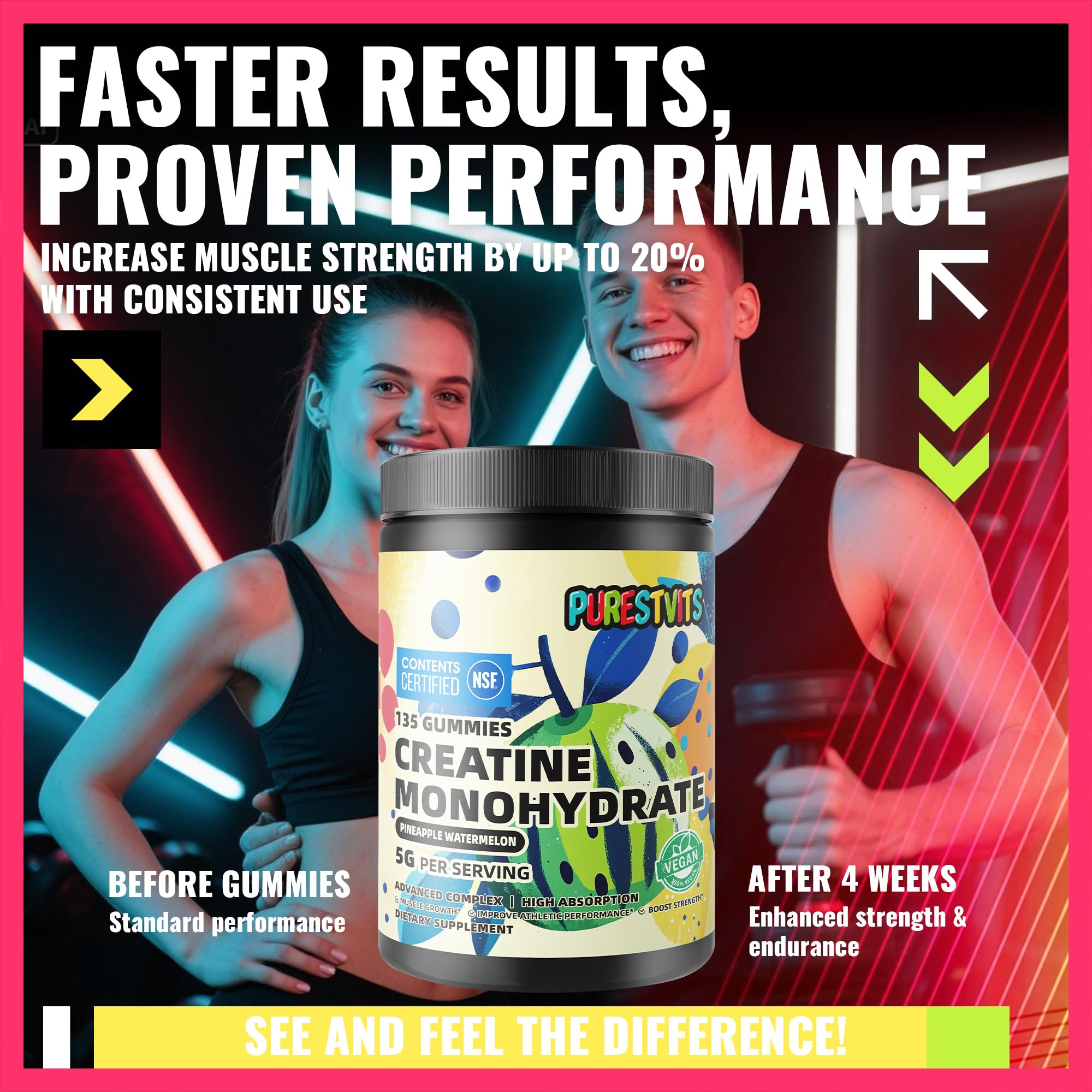 PURESTVITS Creatine Gummy nutrition panel visible for transparency