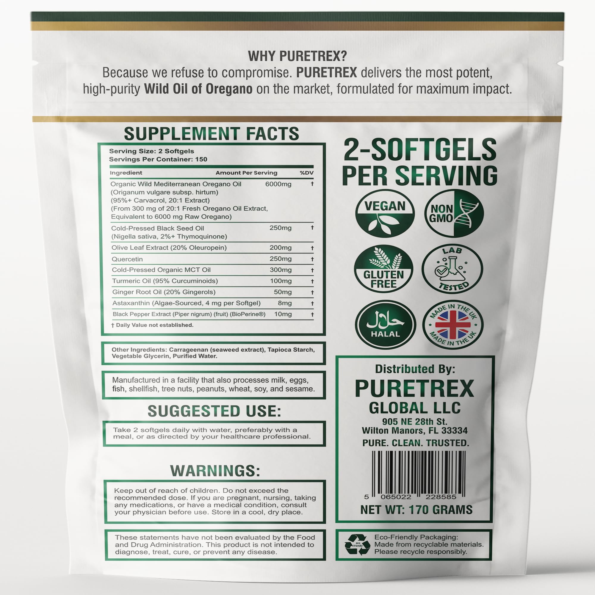 PURETREX UK compliant label and quality assurance on the packaging