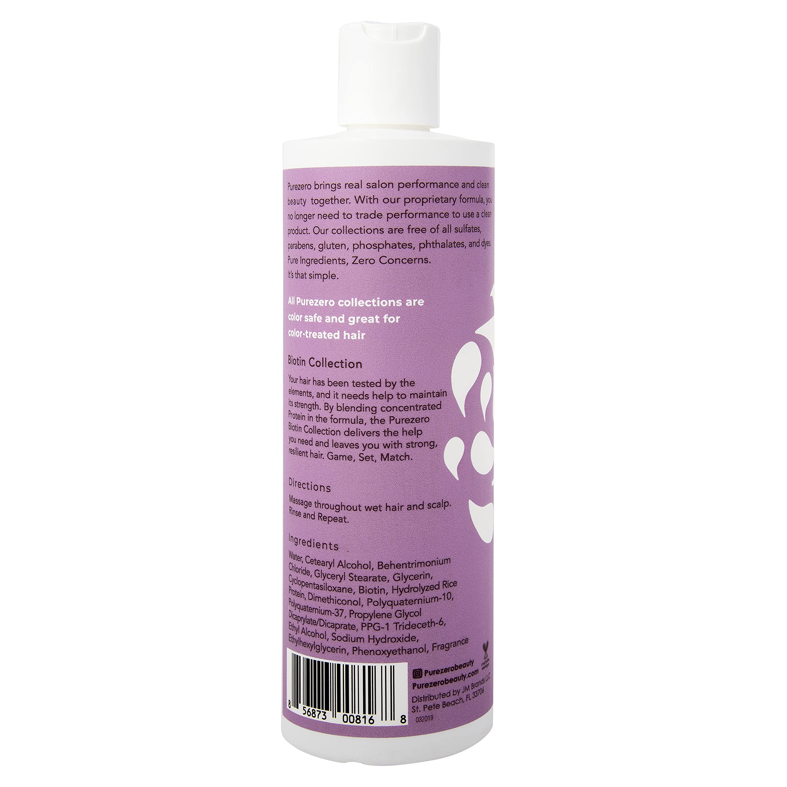 Purezero Biotin hair care application scene suggests a daily routine.