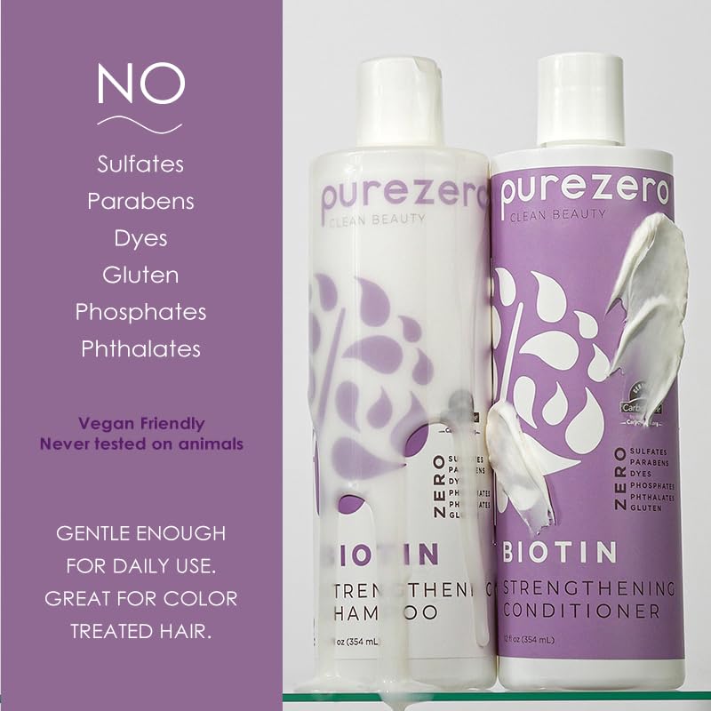 Purezero Biotin Shampoo pour detail captures smooth, inviting lather.