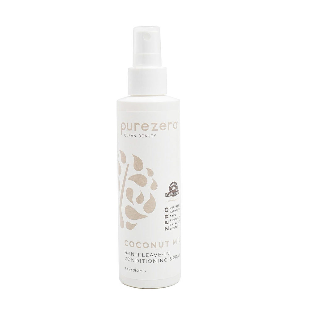 Purezero Coconut Milk 9-in-1 leave-in bottle, lightweight hydration for daily use.