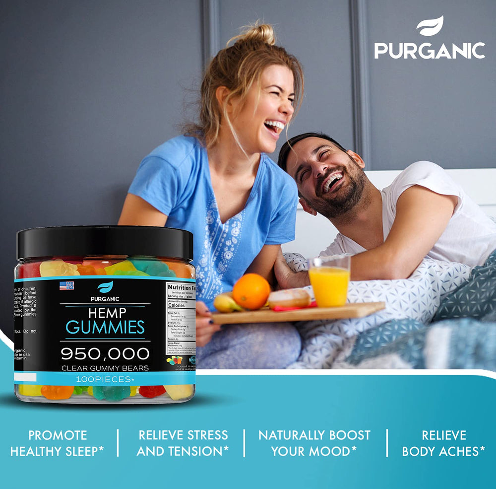 Purganic hemp gummies with fruity flavors highlighting tasty, natural relaxation