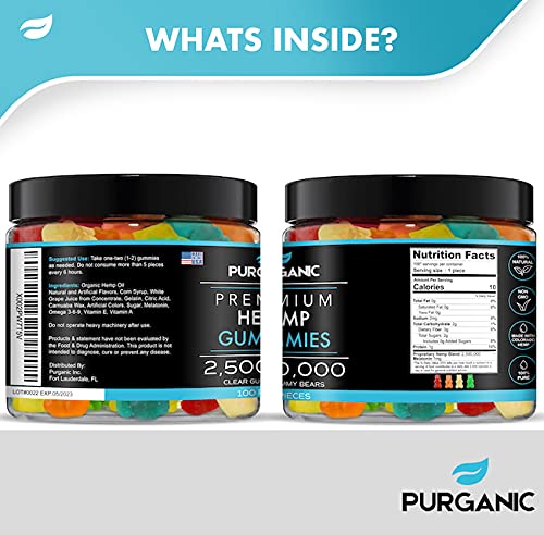 Purganic Hemp Gummies made in USA seal on label