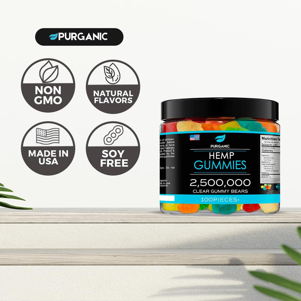 Purganic Hemp Gummies on shelf for evening routine