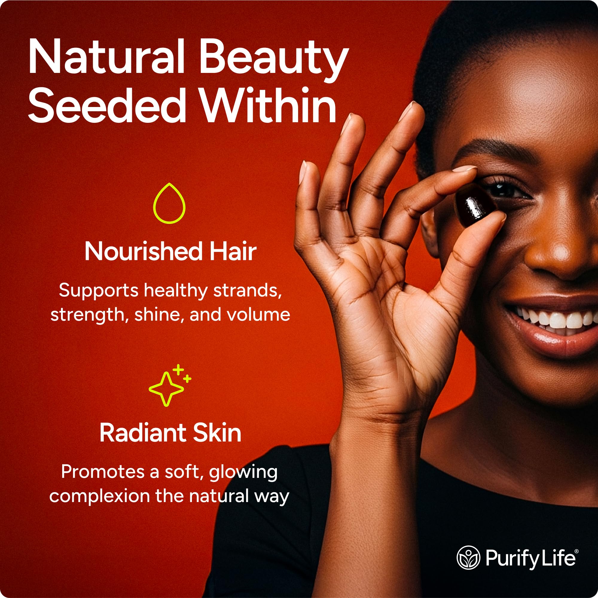 Purify Life gummies display hair growth benefits for daily routine.
