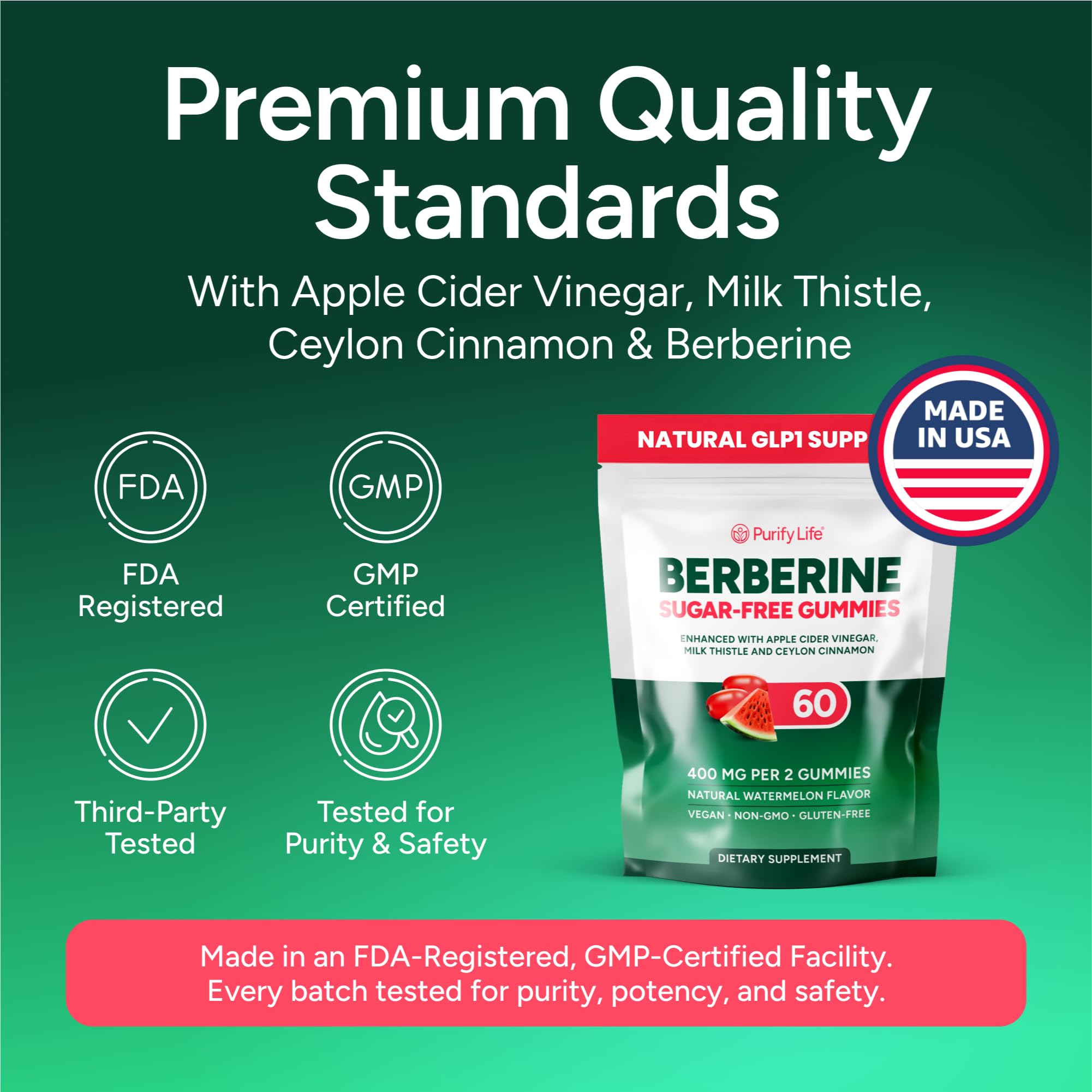 Purify Life keto-friendly energy gummies on a spoon signaling appetite control potential.