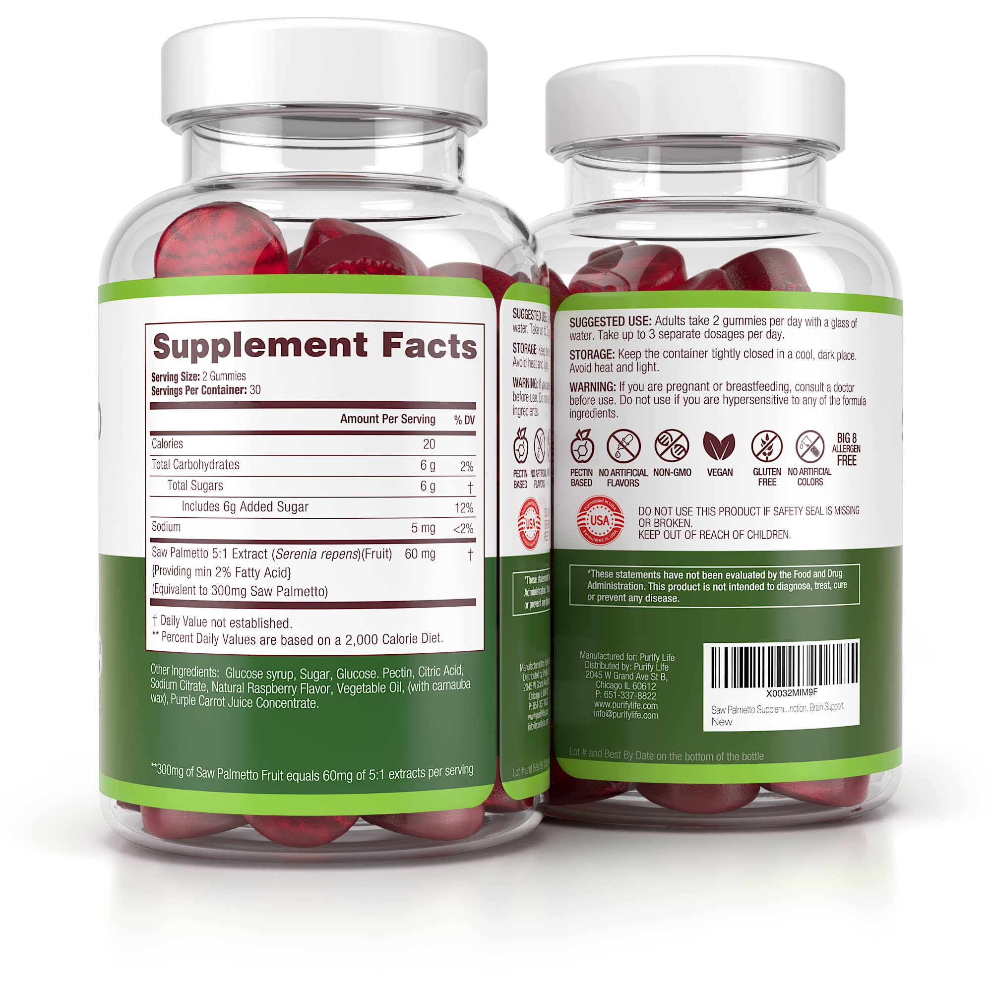 Lab-certified Purify Life gummies signal quality, purity, and safety.
