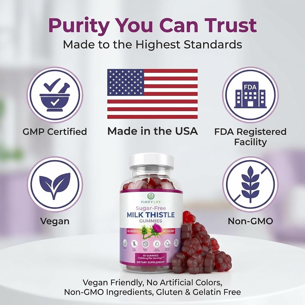 Vegan, gluten-free Purify Life gummies labeled for clean, plant-based wellness.