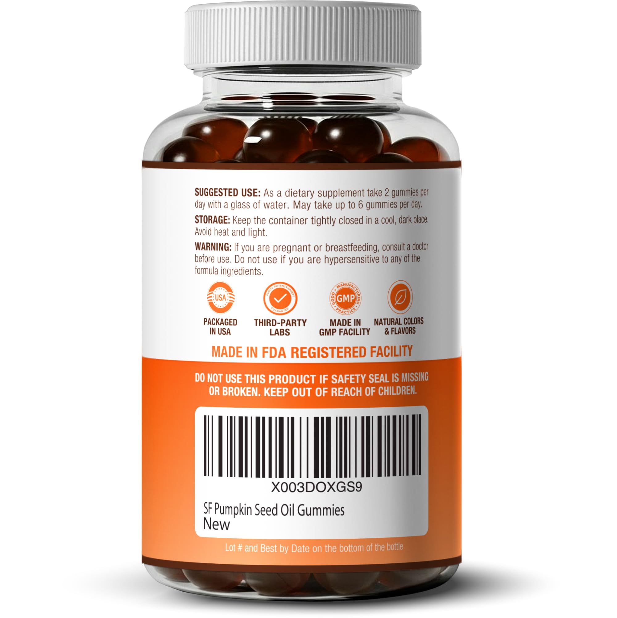 Purify Life vegan non-GMO gummies with pumpkin seed oil.