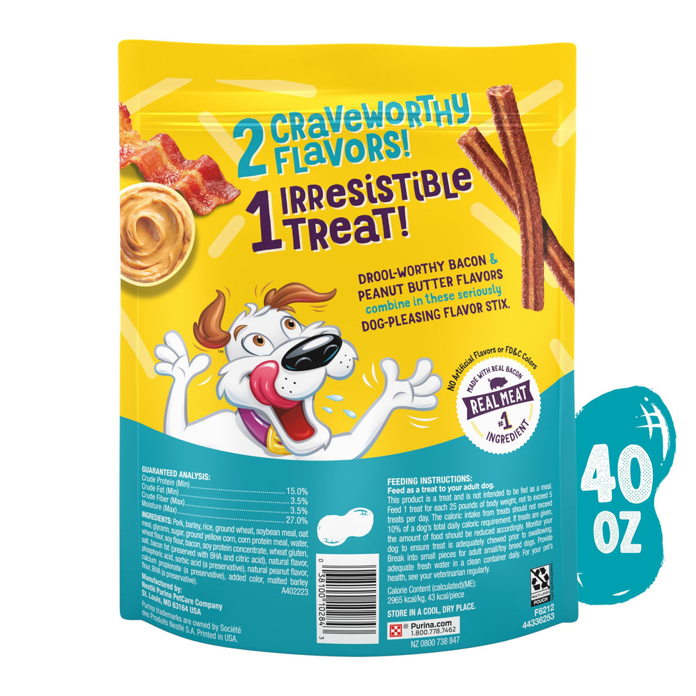 Purina Beggin' Flavor Stix broken into bite-sized pieces for small or picky eaters.