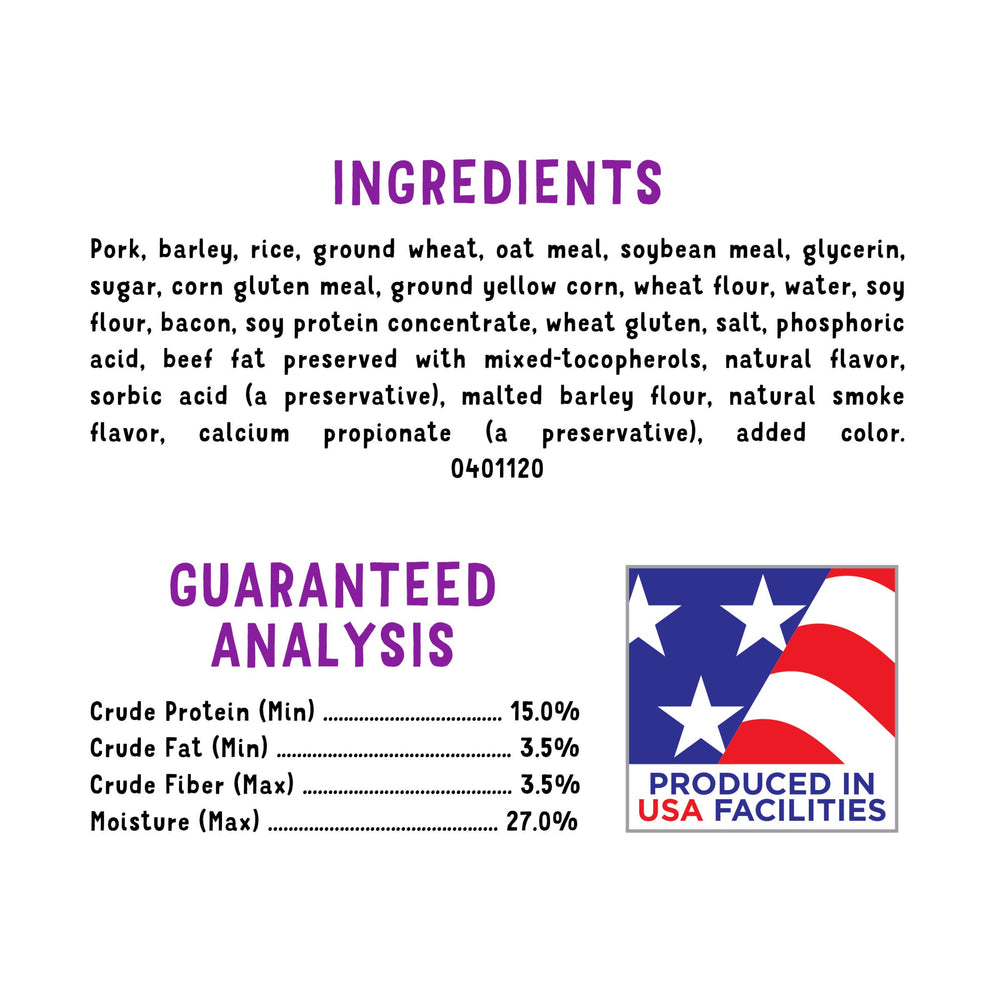 Purina Beggin' Strips real meat first ingredient appeals to dogs.
