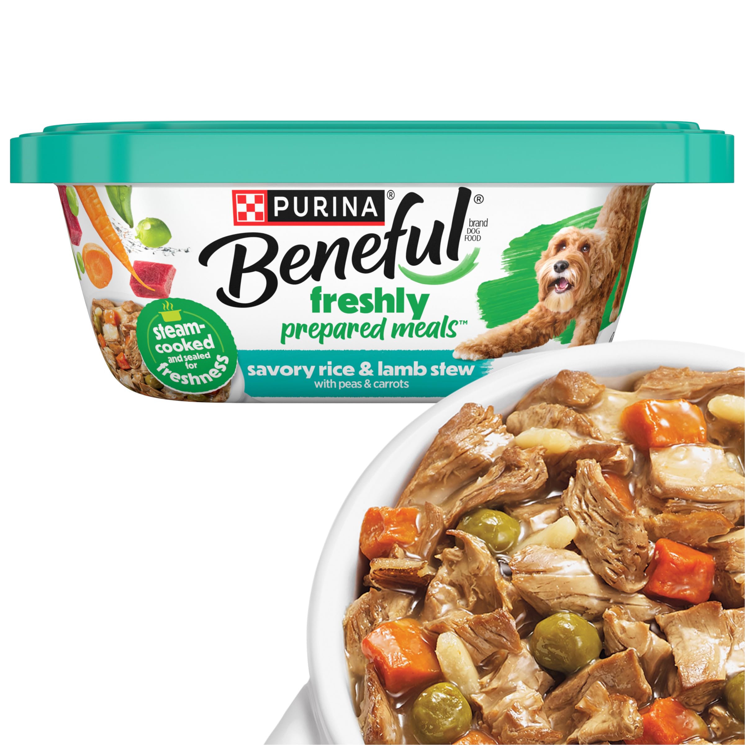 Purina Beneful Lamb Stew wet dog food 10oz tubs in pack of 8 for meals