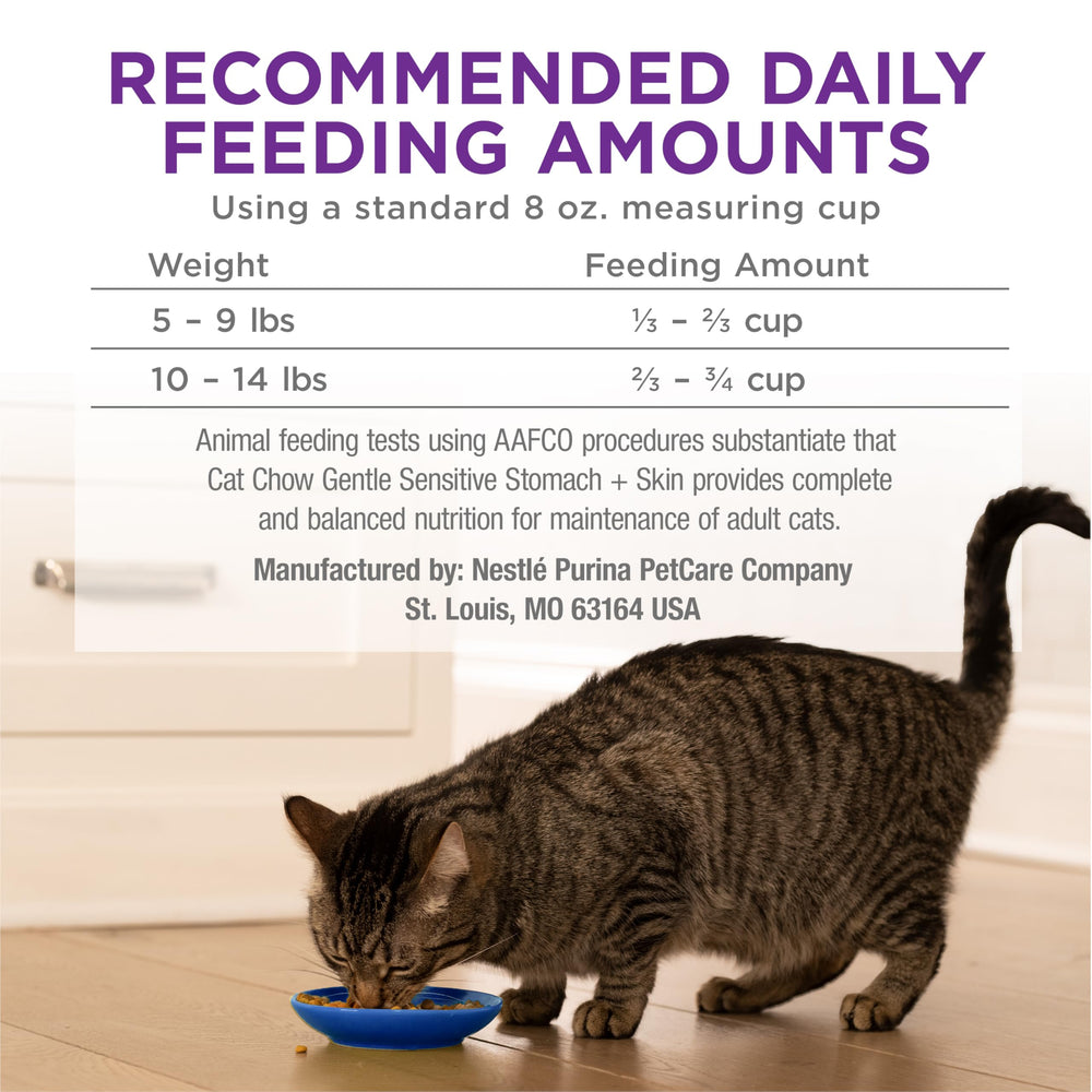 Purina Cat Chow Gentle no artificial colors or flavors for clean ingredients.