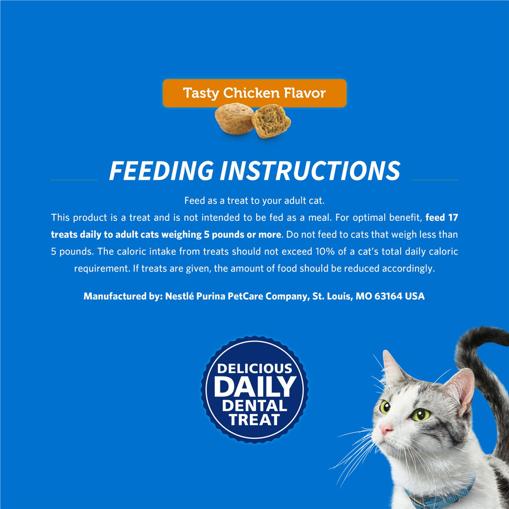 Savory chicken flavor from Purina DentaLife delights cats.