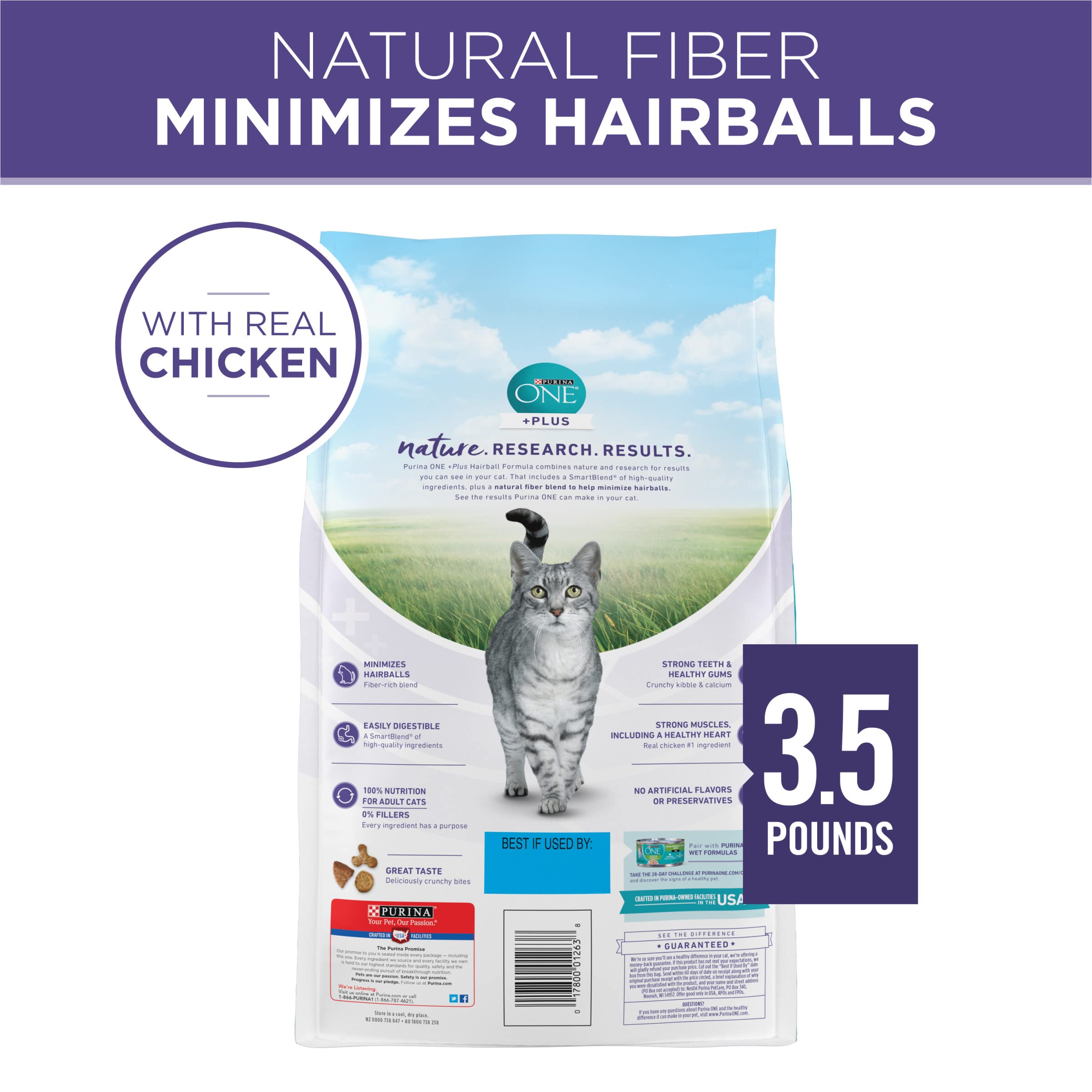 Serving setup of Purina ONE Hairball Control in a bowl