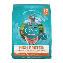 Purina ONE high-protein chicken kibble in bag supports lean muscles