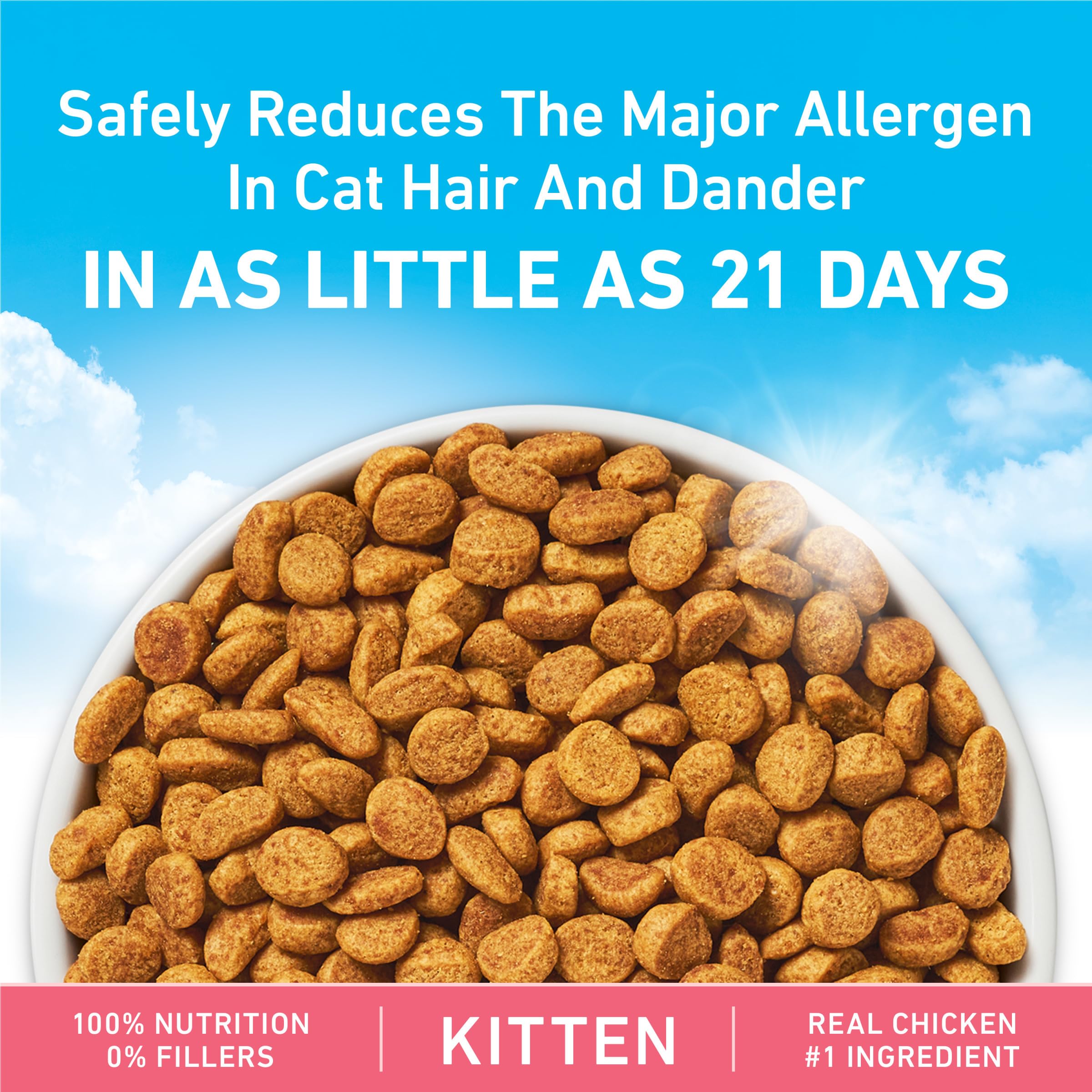 Purina ONE LiveClear omega-6 fatty acids support healthy skin and coat.