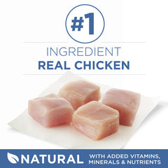 Purina ONE Senior Pate real-chicken ingredients emphasize high protein.