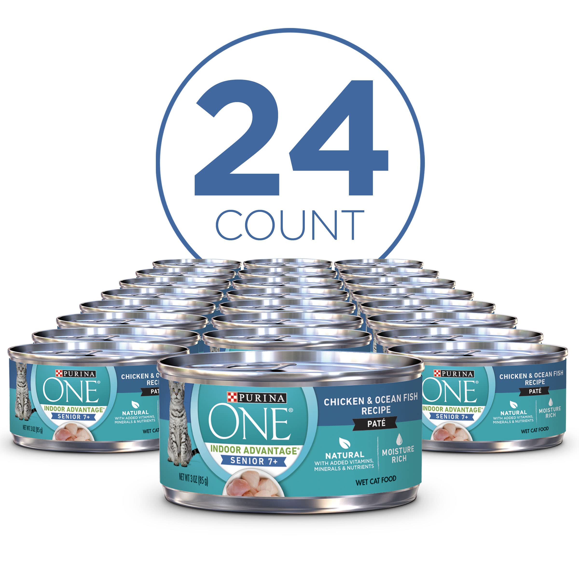 Purina ONE Senior Pate serving bowl highlights easy serving for picky eaters.