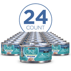 Purina ONE Senior Pate serving bowl highlights easy serving for picky eaters.