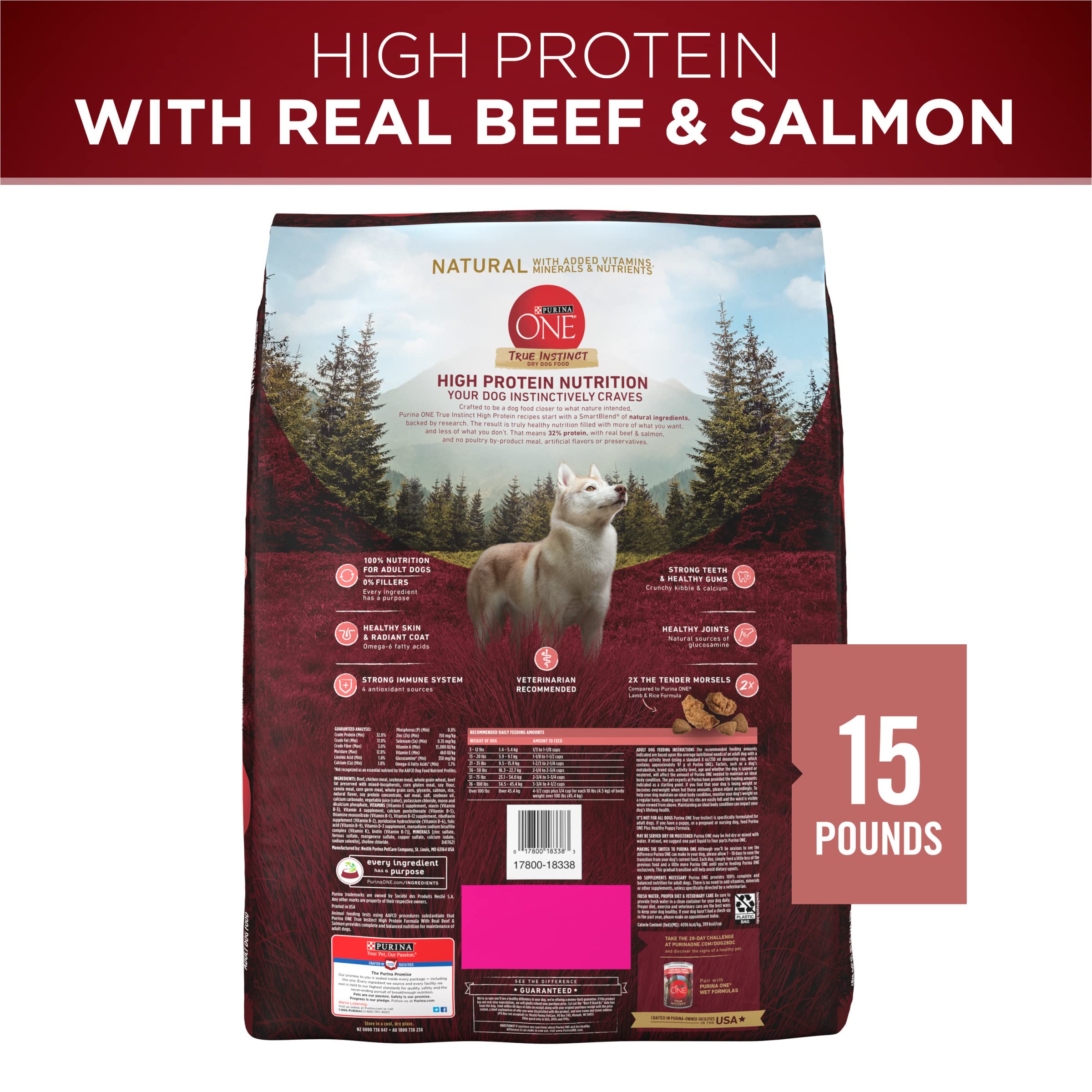 Purina ONE real beef is the first ingredient highlighting quality protein