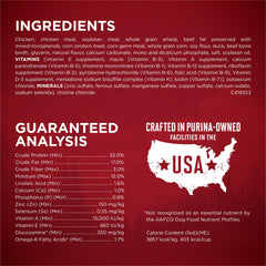Purina ONE True Instinct kibble close-up illustrating crunchy texture for dental care.