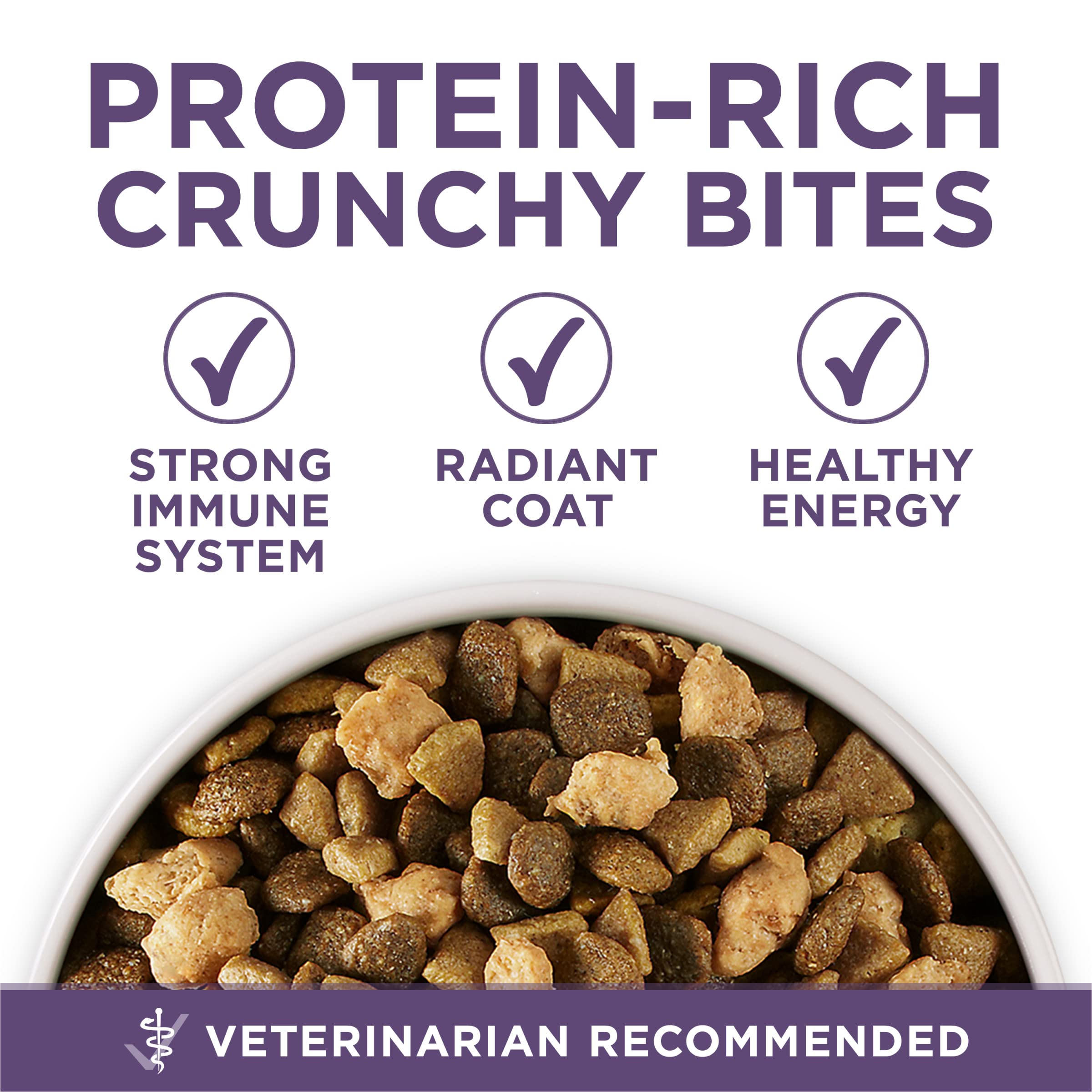 Purina ONE Vibrant Maturity coat and skin shine from omega-6.