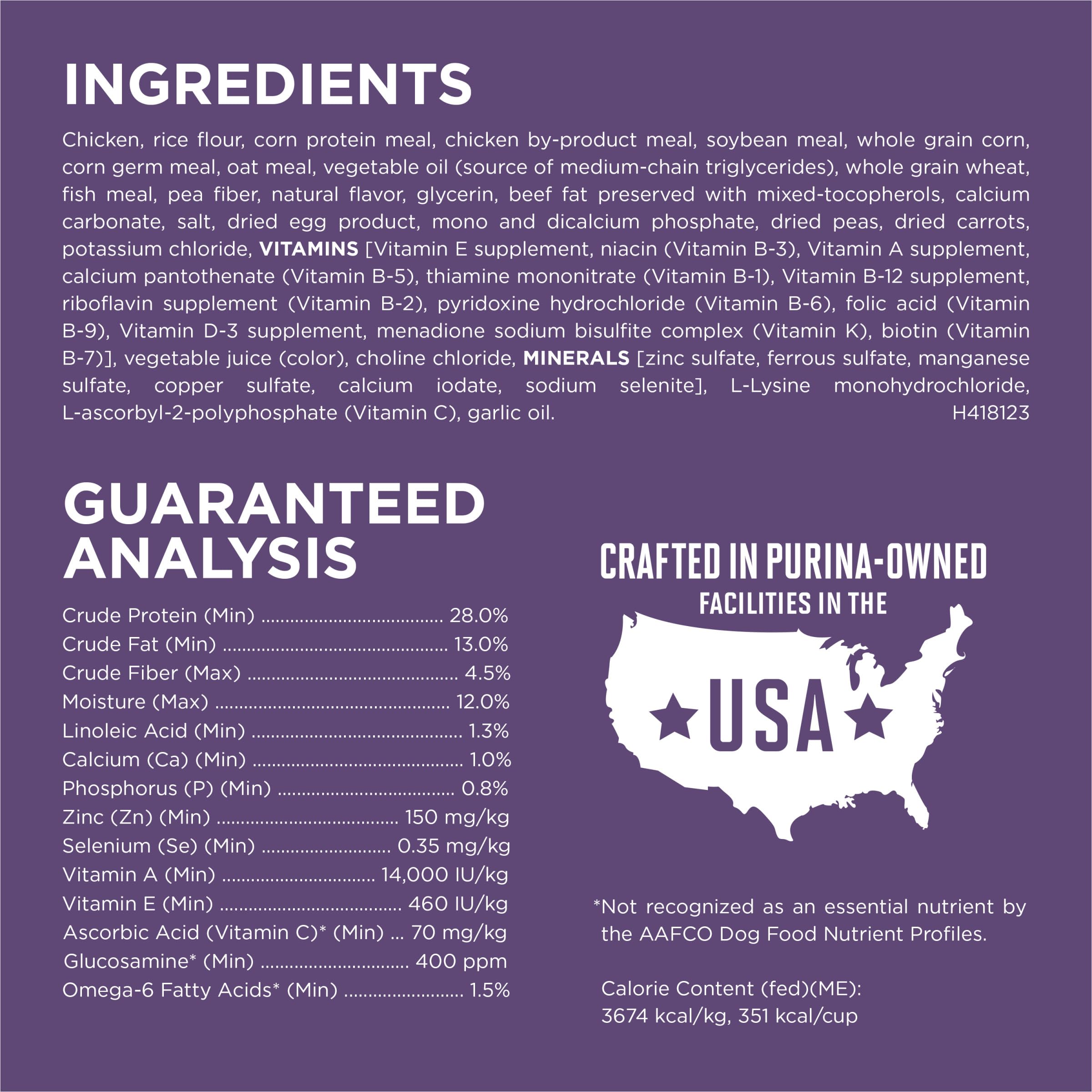 Purina ONE Vibrant Maturity MCT oil detail emphasizes brain-supporting nutrition.