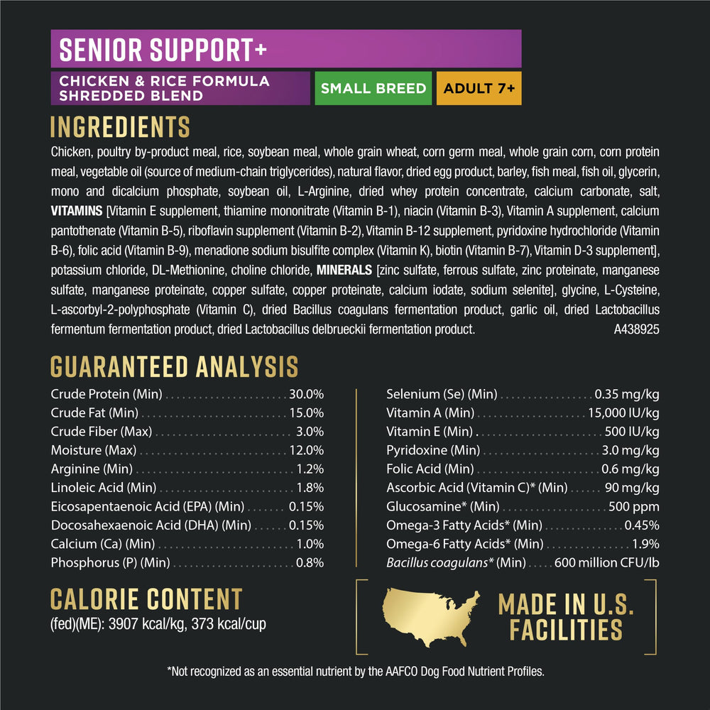 Purina Pro Plan AdvantEDGE senior-small-breed-mobility-bowl-view suggests joint-health benefits.