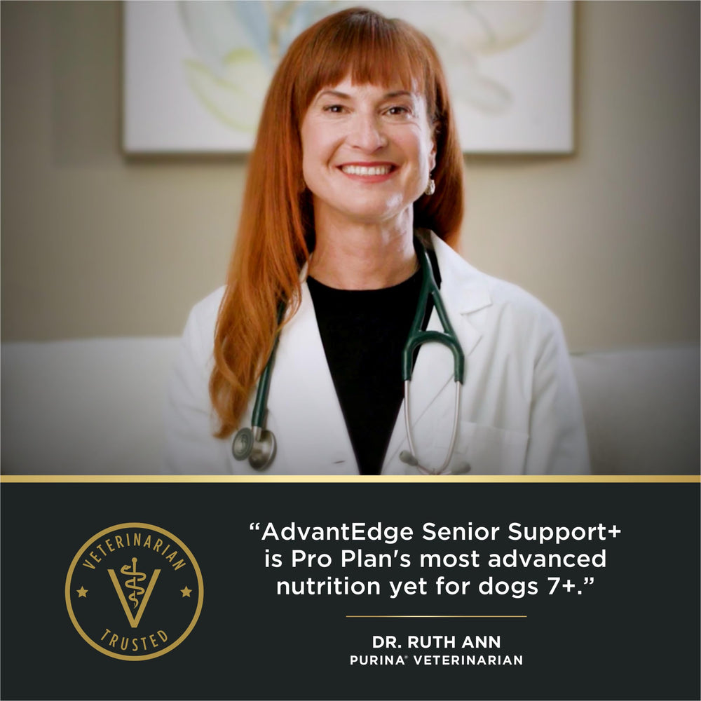 Purina Pro Plan AdvantEDGE senior-small-breed-ingredient-list shows high-protein formula for seniors.