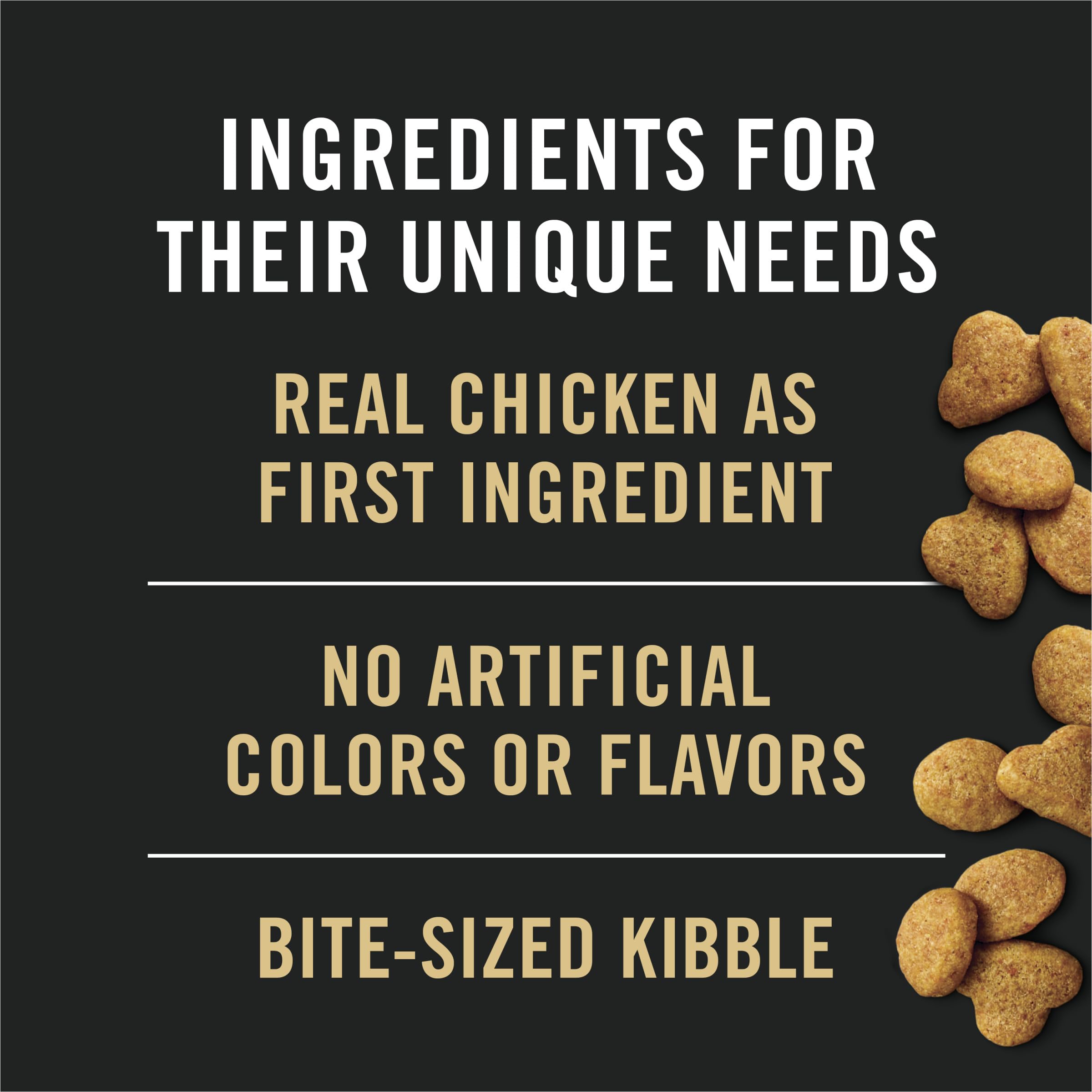 Purina Pro Plan bag label confirms no artificial colors or flavors.