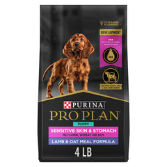 Purina Pro Plan Puppy Sensitive Skin Stomach Lamb-Oat-Meal-First-Ingredient highlights protein-first start for puppies