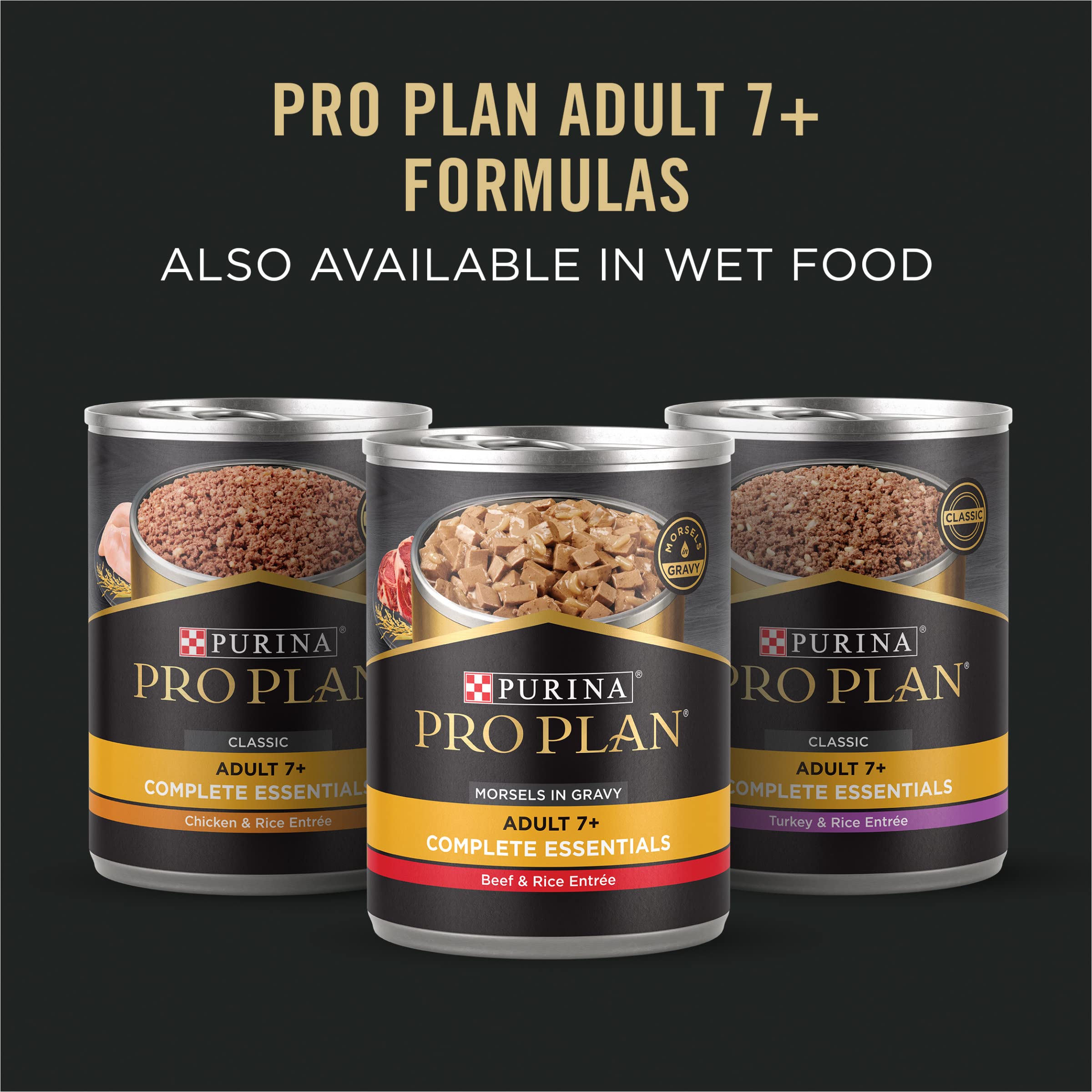 Purina Pro Plan Senior 7 Plus Vitamin A and Omega-6 nourish skin and coat