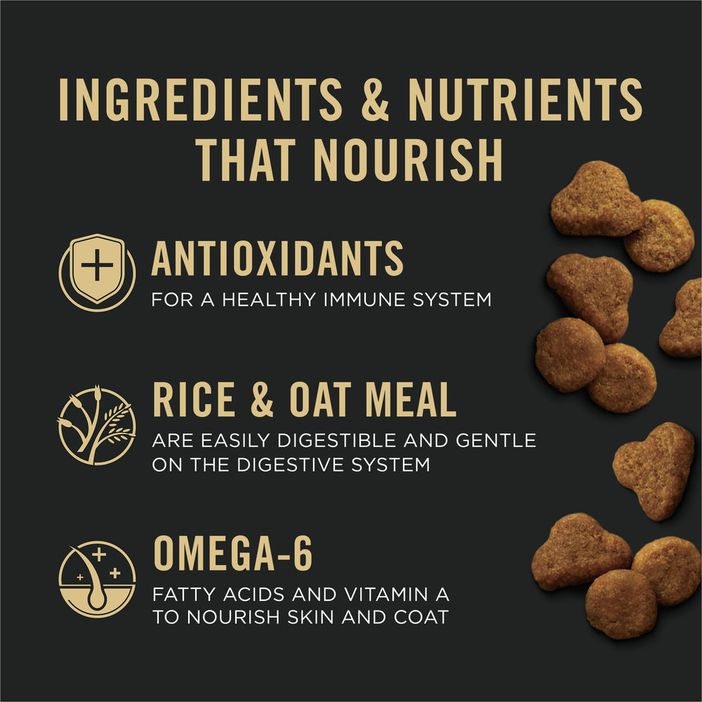 Purina Pro Plan calcium and phosphorus help strengthen bones and teeth.