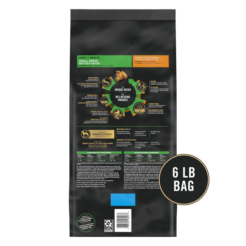 Purina Pro Plan Small Breed 6 lb bag packaging convenient for daily use