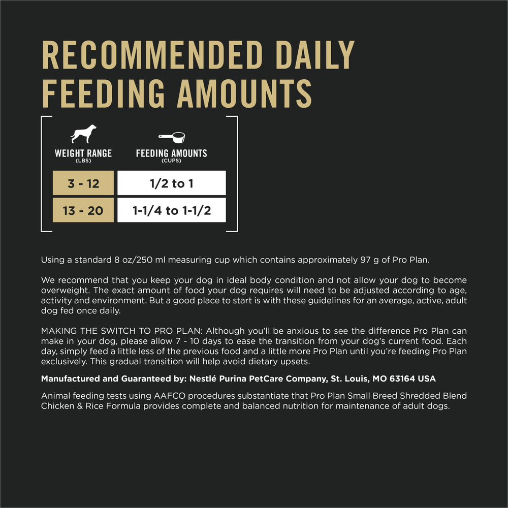 Purina Pro Plan Small Breed product highlights immune and digestive support for small dogs