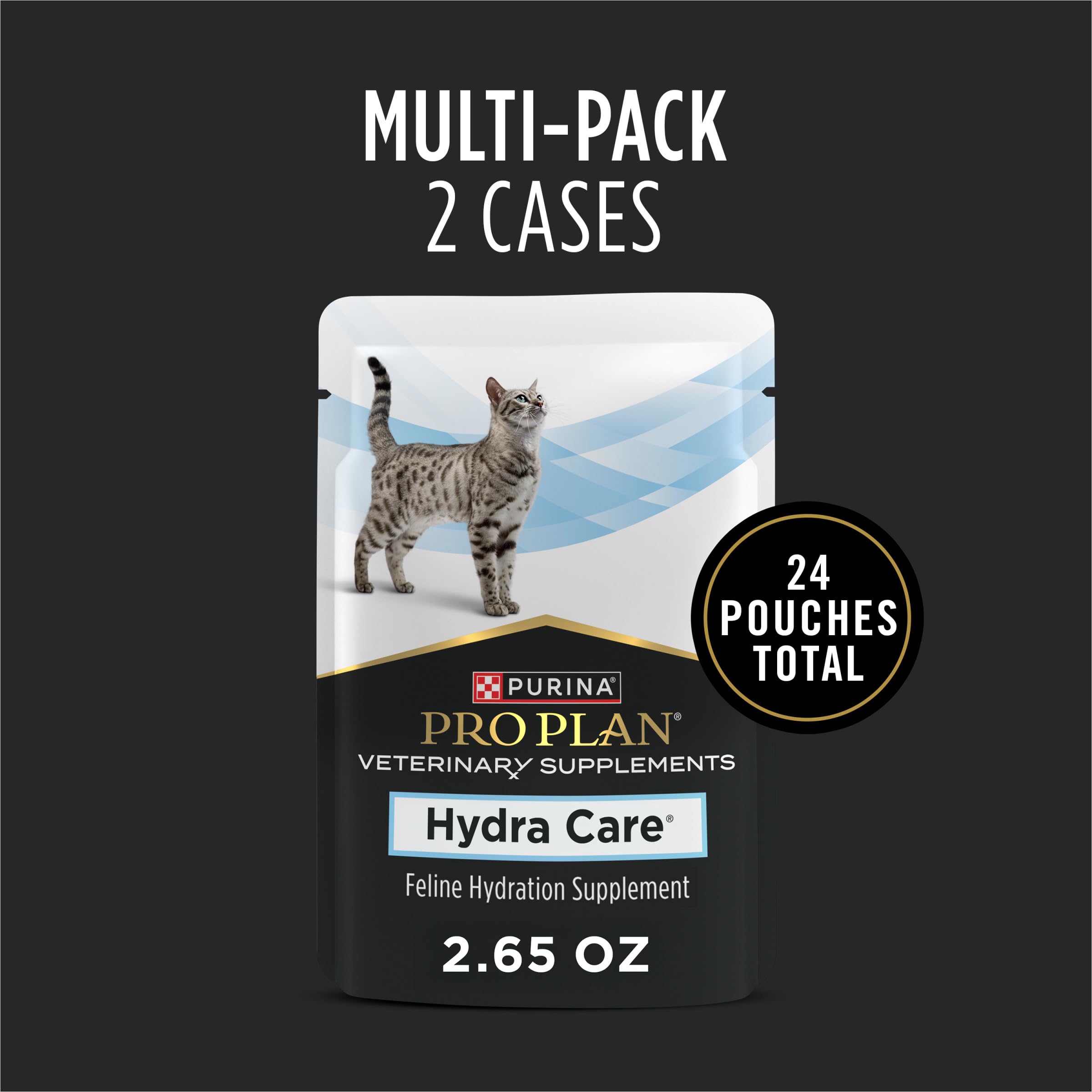 Purina Pro Plan Hydra Care pouches back view with hydration guidance for cats