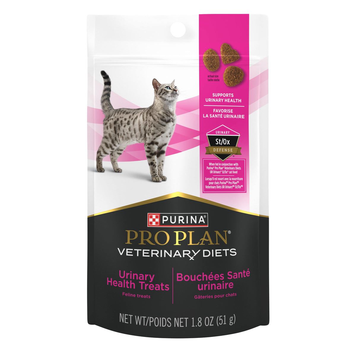 Purina Pro Plan Veterinary Diets Urinary Health Cat Treats packaging closeup, vet-recommended snack option