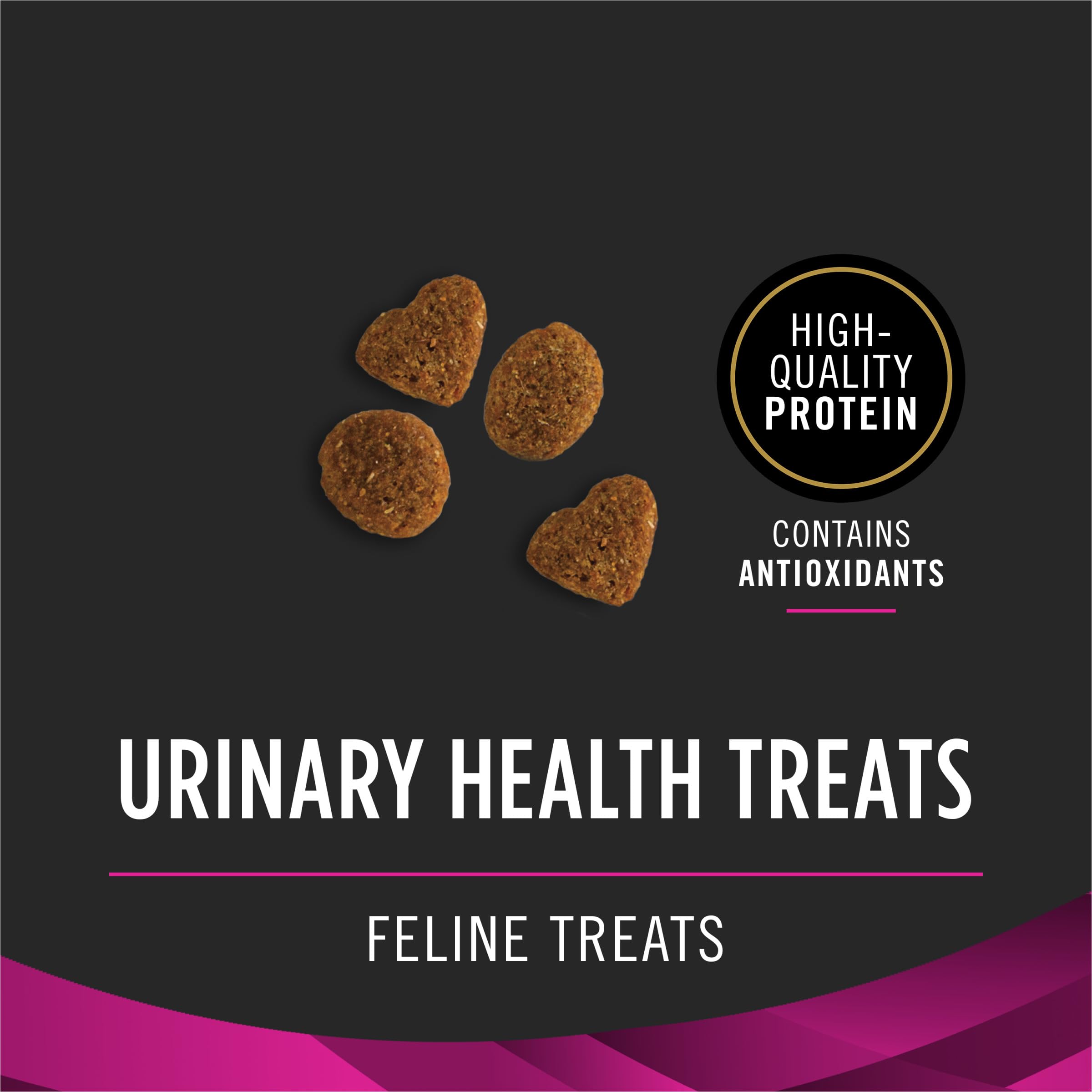 Purina Pro Plan Veterinary Diets Urinary Health Cat Treats stay-fresh pouch shows freshness for daily rewards