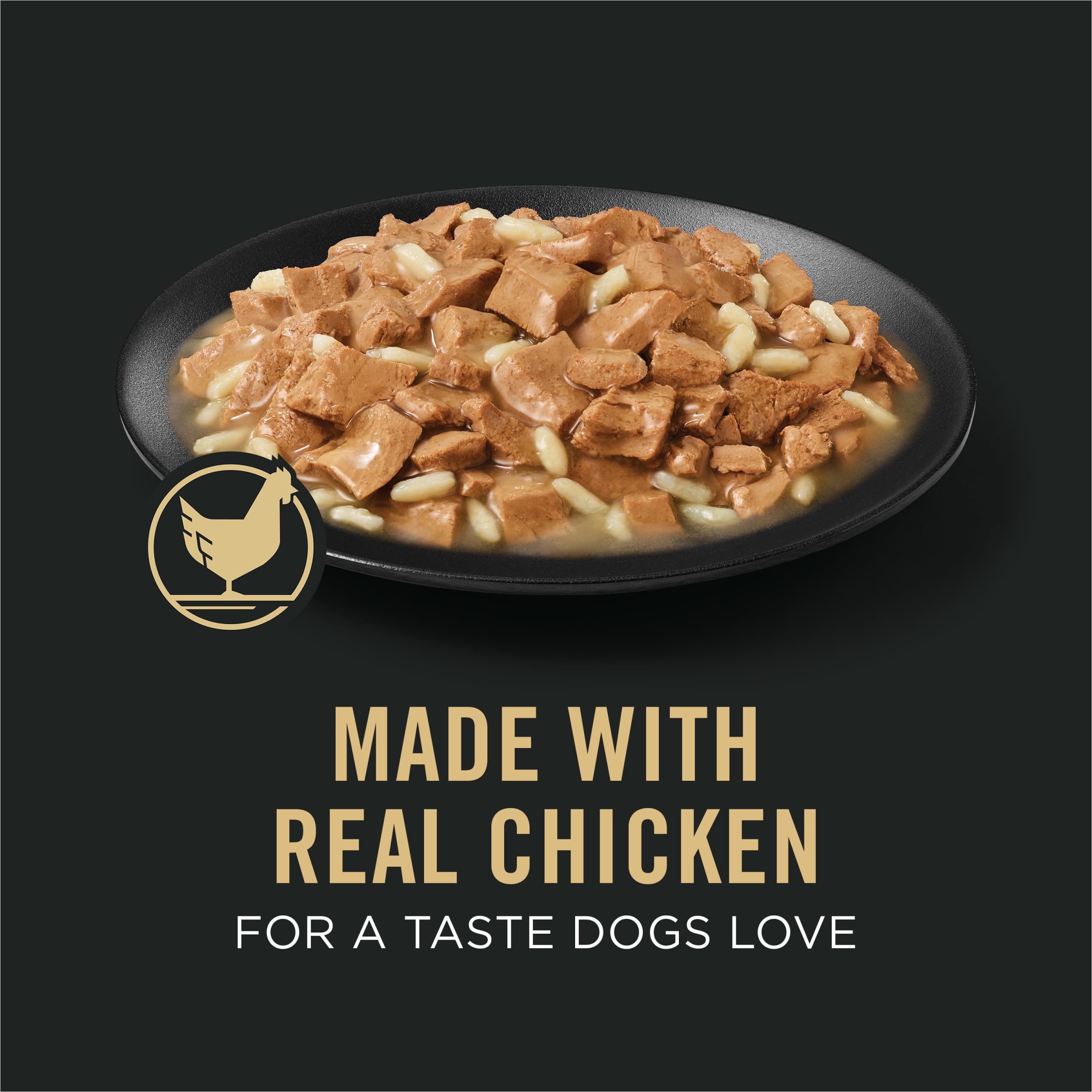 Purina Pro Plan Weight Management closeup of real chicken pieces.