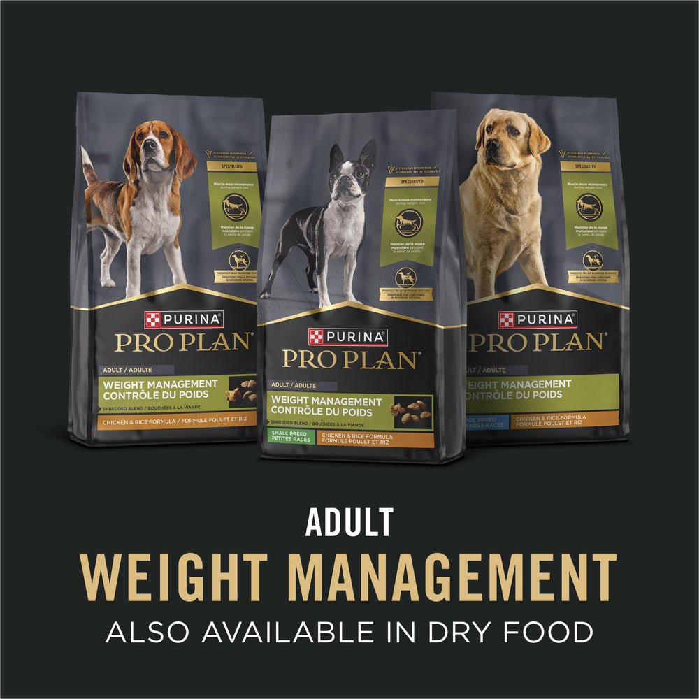Purina Pro Plan Weight Management Dog Eating From Bowl.