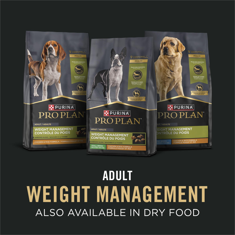 Purina Pro Plan Weight Management label shows no artificial colors or flavors.